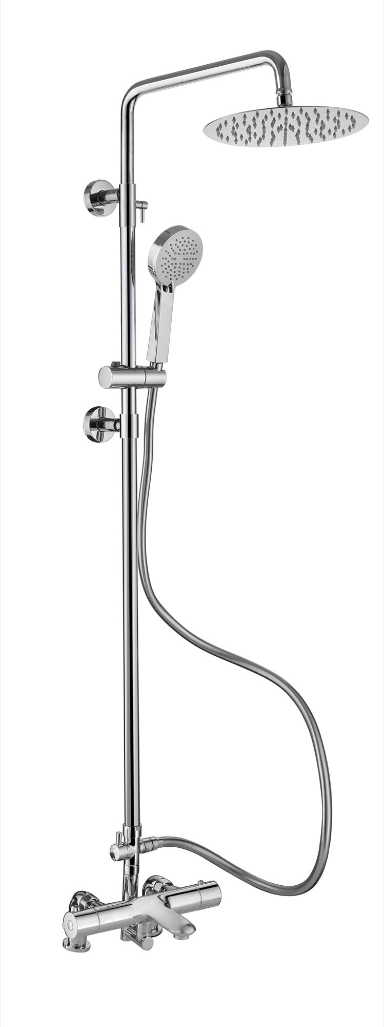 Ludlow deck mounted exposed thermostatic bath shower mixer system - chrome (BT7195)
